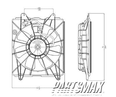 2925 | 2006-2011 HONDA CIVIC Condenser fan HYBRID; Motor/Blade/Shroud Assy; see notes | HO3113124|38616RFE003-PFM