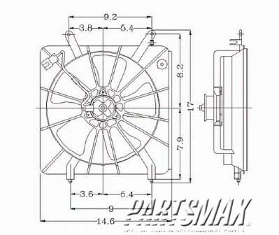 2880 | 1998-2002 HONDA ACCORD Radiator cooling fan assy includes motor/blade/shroud; w/4 cyl engine; Denso brand; see notes | HO3115103|19015PAAA01-PFM