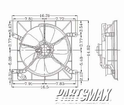 2880 | 1994-1997 HONDA ACCORD Radiator cooling fan assy includes motor/blade/shroud; w/4 cyl engine; Denso design | HO3115104|HO3115104