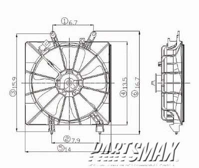 3115 | 2001-2005 HONDA CIVIC Radiator cooling fan assy includes motor/blade/shroud; USA/Canada built; Denso design | HO3115115|HO3115115