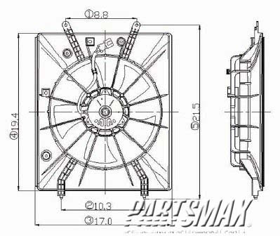 3115 | 2001-2006 ACURA MDX Radiator cooling fan assy Motor/Blade/Shroud Assy; see notes | HO3115120|19015PGKA01-PFM