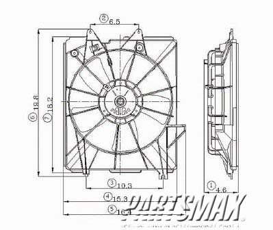 3115 | 2005-2010 HONDA ODYSSEY Radiator cooling fan assy Motor/Blade/Shroud Assy; LH; see notes | HO3115128|19015RGLA01-PFM