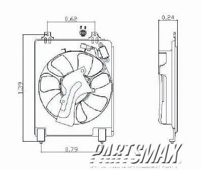 3115 | 2006-2010 HONDA CIVIC Radiator cooling fan assy w/fan/motor/shroud/shield; condensor fan assy | HO3115129|38616RNAA01-PFM