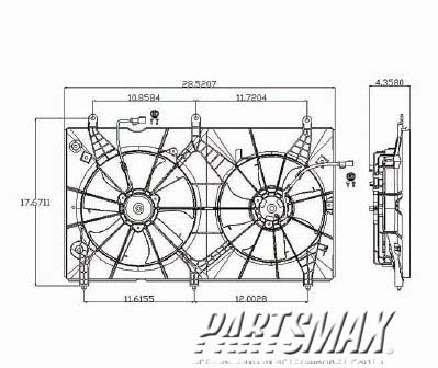 3115 | 2003-2006 HONDA ACCORD Radiator cooling fan assy blade/motor/shroud/coolant tank; 2dr coupe/4dr sedan | HO3115134|HO3115134