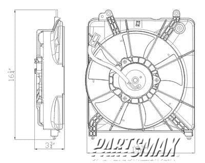 3115 | 2009-2010 HONDA FIT Radiator cooling fan assy Motor/Blade/Shroud Assy; see notes | HO3115150|19030RB0004-PFM