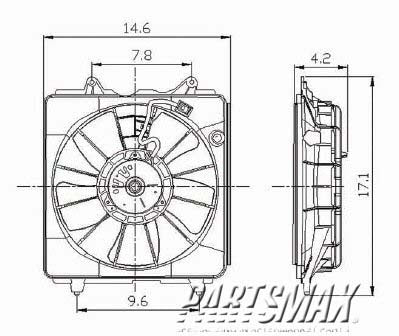3117 | 2006-2011 HONDA CIVIC Radiator fan/motor assembly 1.8L; A/T; Motor/Blade/Shroud Assy; see notes | HO3117100|19030RNAA51-PFM