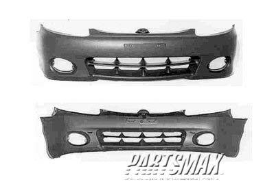 1000 | 1998-1999 HYUNDAI ACCENT Front bumper cover 4dr sedan; prime | HY1000126|8651022300