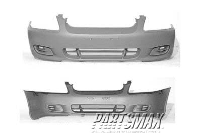 1000 | 2000-2002 HYUNDAI ACCENT Front bumper cover 4dr sedan; w/o fog lamps; prime | HY1000133|8651025000PACK