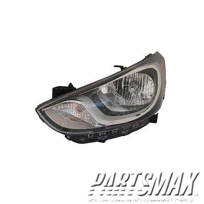 2502 | 2012-2014 HYUNDAI ACCENT LT Headlamp assy composite Sedan; Std Type | HY2502163|921011R010