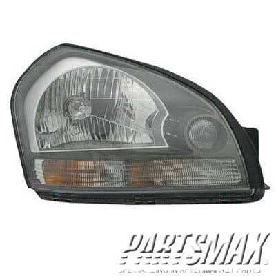 1160 | 2005-2008 HYUNDAI TUCSON RT Headlamp assy composite Clear Reflector; Gray Bezel | HY2503133|921022E050
