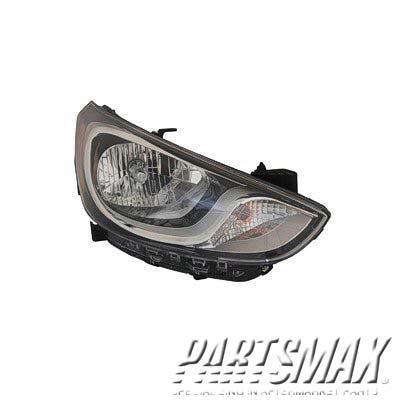 2503 | 2012-2014 HYUNDAI ACCENT RT Headlamp assy composite H/B; Std Type | HY2503163|921021R010