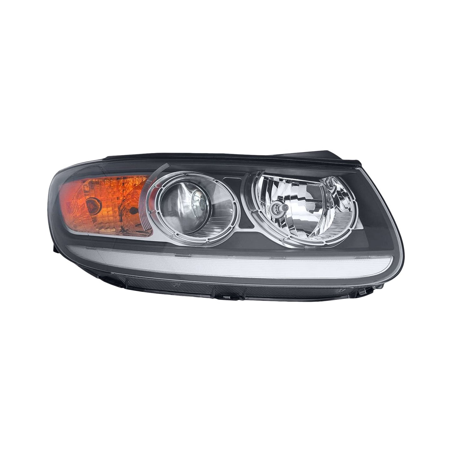 1160 | 2012-2012 HYUNDAI SANTA FE RT Headlamp assy composite Halogen; Clear Reflector; Black Bezel | HY2503166|921020W500