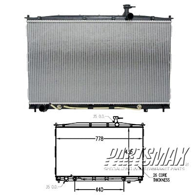 2870 | 2007-2009 HYUNDAI SANTA FE Radiator assembly w/o tow package; w/2.7L engine | HY3010161|253100W000