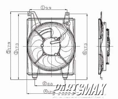 2925 | 2001-2006 HYUNDAI ELANTRA Condenser fan electric fan assembly | HY3113105|977302C000