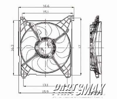 3115 | 1999-2005 HYUNDAI SONATA Radiator cooling fan assy Single Fan Assy; see notes | HY3115103|253803D180