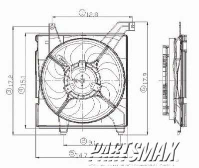 2880 | 2001-2005 HYUNDAI ELANTRA Radiator cooling fan assy includes motor/blade/shroud | HY3115105|HY3115105