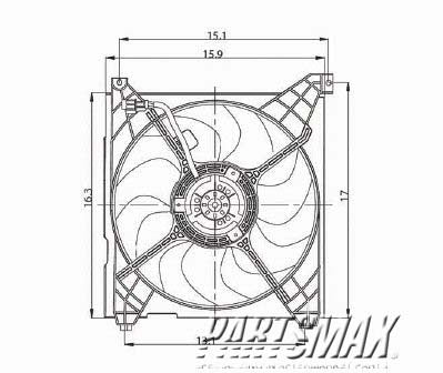 2880 | 2001-2004 HYUNDAI SANTA FE Radiator cooling fan assy includes motor/blade/shroud; except 3.5L engine | HY3115108|HY3115108