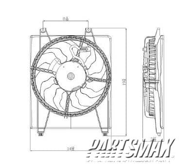 3115 | 2007-2009 HYUNDAI SANTA FE Radiator cooling fan assy right side; 2.7L engine; w/towing package | HY3115114|977302B100