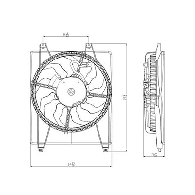 3115 | 2007-2009 HYUNDAI SANTA FE Radiator cooling fan assy right side; 2.7L engine; w/o towing package | HY3115116|977302B000