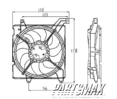 3115 | 2003-2006 HYUNDAI TIBURON Radiator cooling fan assy left side; w/2.7L engine; blade/motor/shroud | HY3115119|HY3115119