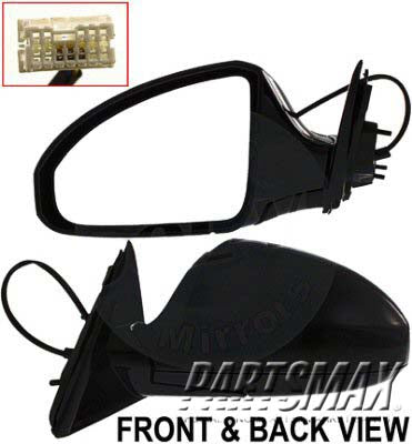 1320 | 2003-2005 INFINITI FX45 LT Mirror outside rear view w/o Memory; w/o Rear View Monitor; Foldaway; Smth Black; see notes | IN1320108|96302CG00B-PFM