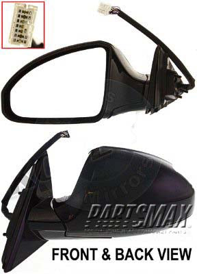 1320 | 2003-2005 INFINITI FX45 LT Mirror outside rear view w/Memory; w/Rear View Monitor; Foldaway; Smth Black; see notes | IN1320111|96302CL21B-PFM