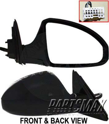 1321 | 2003-2005 INFINITI FX35 RT Mirror outside rear view w/Memory; w/o Rear View Monitor; Foldaway; Smth Black; see notes | IN1321110|96301CL20B-PFM