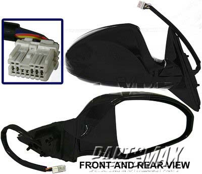 1321 | 2003-2005 INFINITI FX45 RT Mirror outside rear view w/Memory; w/Rear View Monitor; Foldaway; Smth Black; see notes | IN1321111|96301CL21B-PFM