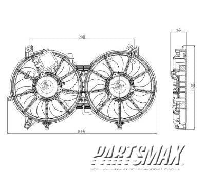 3115 | 2010-2019 NISSAN 370Z Radiator cooling fan assy Conv; A/T (2010-11) | IN3115108|21481JK60B