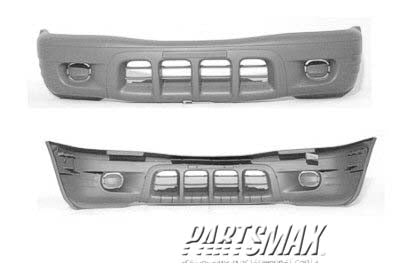 1000 | 2000-2001 ISUZU RODEO Front bumper cover smooth finish; type 1; w/o hole; prime | IZ1000220|8972216231