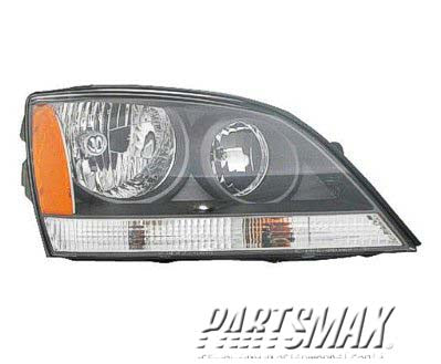 1160 | 2005-2006 KIA SORENTO RT Headlamp assy composite w/sport package | KI2503122|921023E140