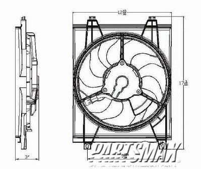 2925 | 2005-2009 KIA SPECTRA Condenser fan includes motor/blade/shroud; right side; late design | KI3113112|977302F000