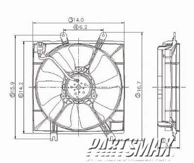 3115 | 1998-2001 KIA SEPHIA Radiator cooling fan assy includes motor/blade/shroud; w/auto trans | KI3115105|0K2AB15025B