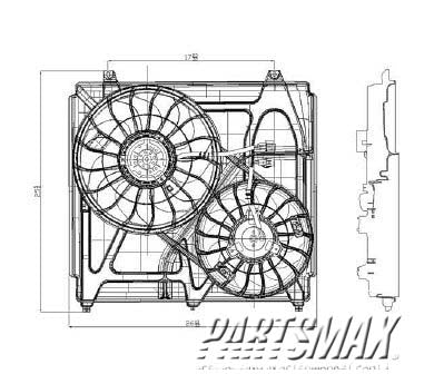 3115 | 2003-2006 KIA SORENTO Radiator cooling fan assy includes motor/blade/shroud | KI3115108|253803E600