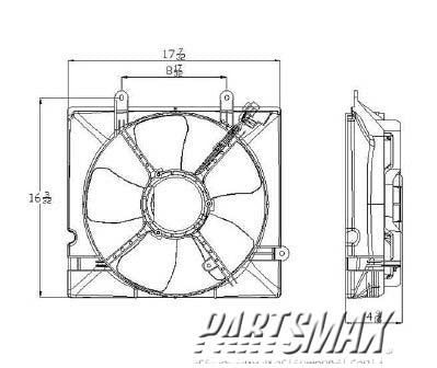 2880 | 2002-2005 KIA SEDONA Radiator cooling fan assy includes motor/blade/shroud | KI3115110|0K52Y15025B