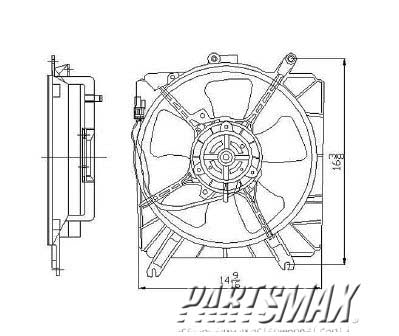 3115 | 2002-2004 KIA RIO Radiator cooling fan assy RX-V; includes motor/blade/shroud; w/1.6L engine; w/auto trans | KI3115113|25380FD000D