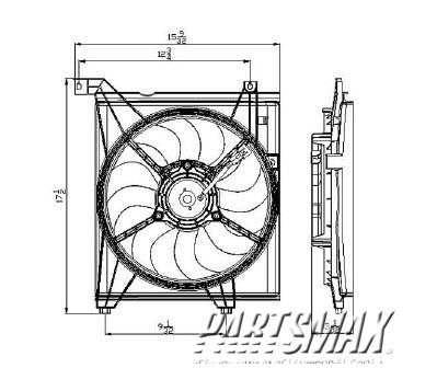 2880 | 2005-2009 KIA SPECTRA Radiator cooling fan assy includes motor/blade/shroud; left side; late design | KI3115117|253802F000