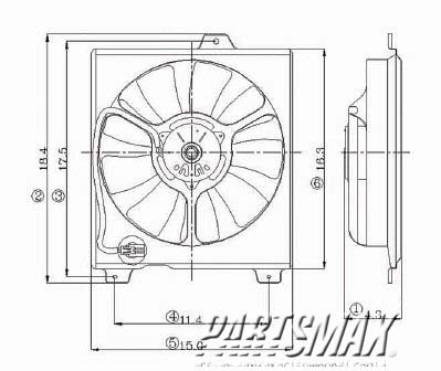 3115 | 1999-2001 LEXUS ES300 Radiator cooling fan assy includes motor/blade/shroud; right side | LX3115105|LX3115105