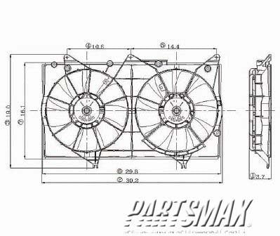 3115 | 2002-2003 LEXUS ES300 Radiator cooling fan assy includes motor/blade/shroud | LX3115107|LX3115107