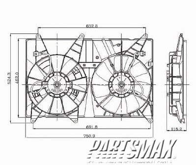 3115 | 1999-2000 LEXUS RX300 Radiator cooling fan assy Motor/Blade/Shroud Dual Fan Assy; see notes | LX3115110|1636320070