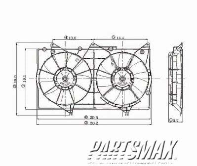 3115 | 2004-2005 LEXUS ES330 Radiator cooling fan assy includes motors/blades/shroud | LX3115111|LX3115111