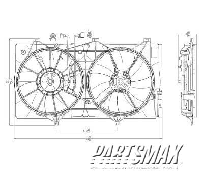 3115 | 2007-2011 LEXUS ES350 Radiator cooling fan assy Dual Fan Assembly; w/Towing Pkg; see notes | LX3115113|16711AD020-PFM