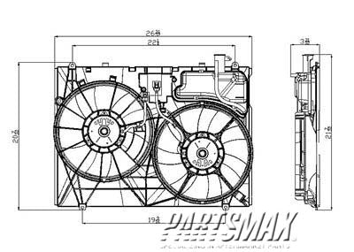 3115 | 2007-2009 LEXUS RX350 Radiator cooling fan assy Motor/Blade/Shroud Dual Fan Assy; see notes | LX3115114|163610P100-PFM