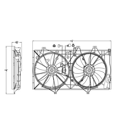 3115 | 2013-2017 LEXUS ES350 Radiator cooling fan assy Japan Built; Motor/Blade/Shroud Dual Fan Assy; see notes | LX3115129|1671131540-PFM