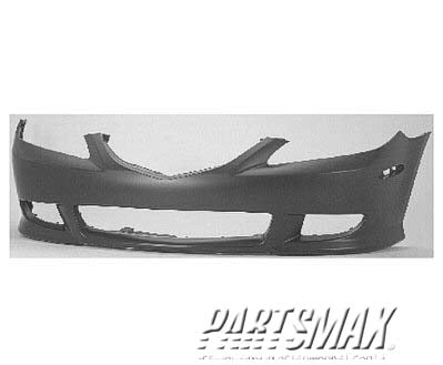 250 | 2003-2005 MAZDA 6 Front bumper cover except Mazdaspeed; Sport type; w/spoiler; prime | MA1000186|GKYC50031ABB