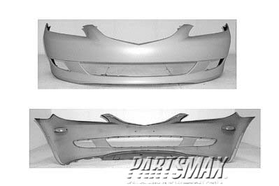 250 | 2003-2005 MAZDA 6 Front bumper cover except Mazdaspeed; standard type; w/o spoiler; prime | MA1000187|GKYA50031A