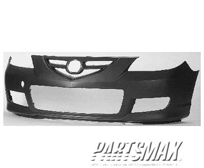 1000 | 2007-2009 MAZDA 3 Front bumper cover 4dr sedan; w/sport type; prime | MA1000214|BAP150031CAA