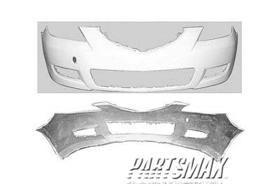 250 | 2007-2009 MAZDA 3 Front bumper cover Sedan; Standard Type; w/Textured Lower Lip; prime | MA1000215|BAN650031CAA