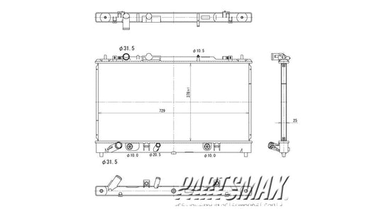 3010 | 2006-2008 MAZDA 6 Radiator assembly s model; w/auto trans; w/3.0L engine; 4dr wagon | MA3010214|AJB515200A