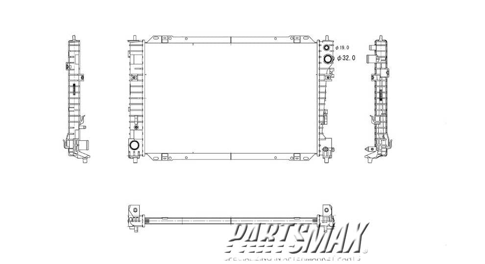 2870 | 2008-2011 MAZDA TRIBUTE Radiator assembly 3.0L; Auto Trans | MA3010224|ZZC515200A